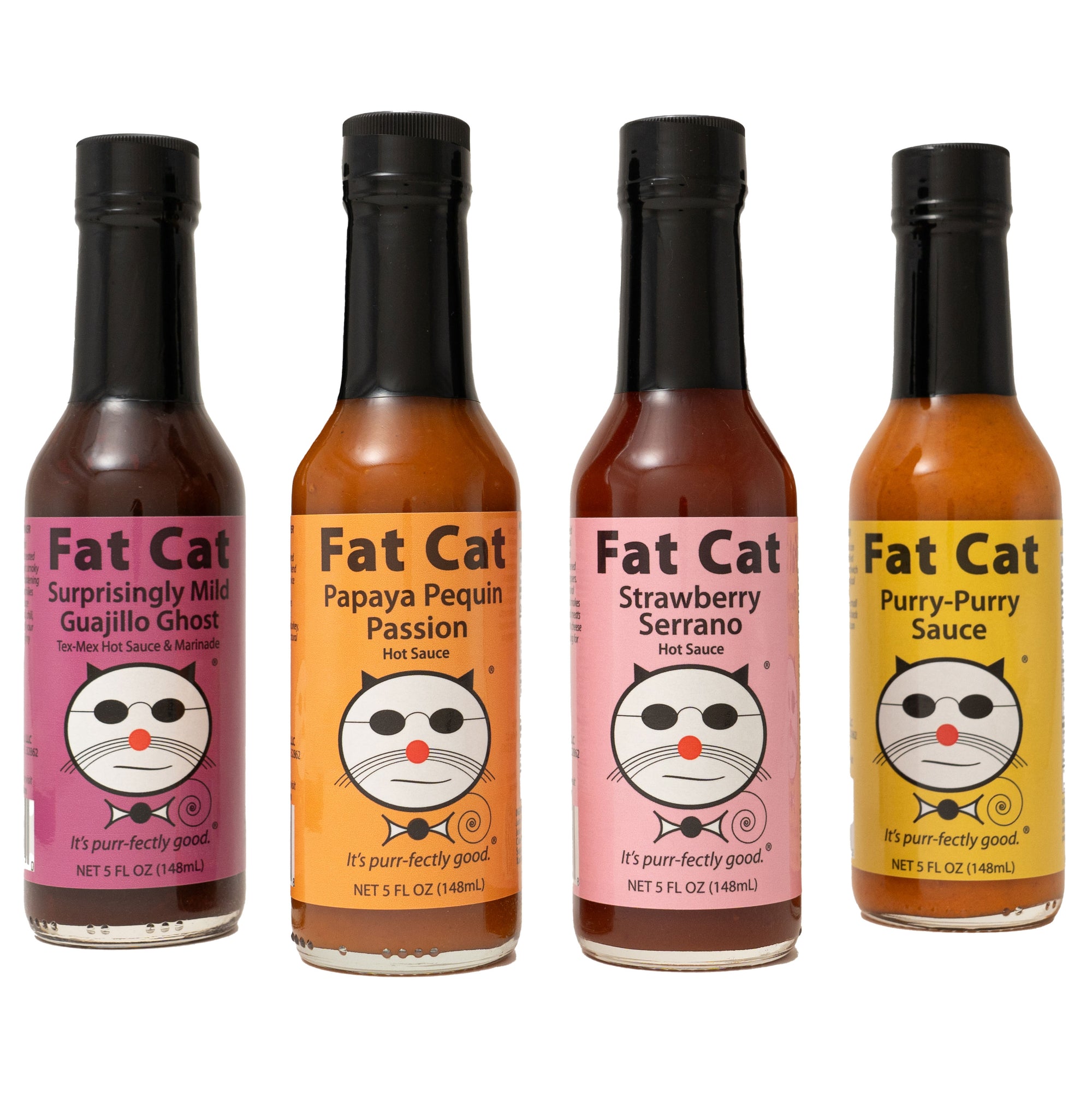 Mild Heat Four Bottle Hot Sauce Bundle - Fat Cat Gourmet Hot Sauce & Specialty Condiments